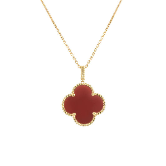 ¡®Glow Jewelry¡¯CLOVER 25MM NECKLACE GOLD CARNELIAN