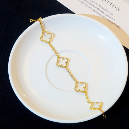 [Glow Jewelry]ニュー クローバー 5モチーフ ロッククリスタルブレスレット