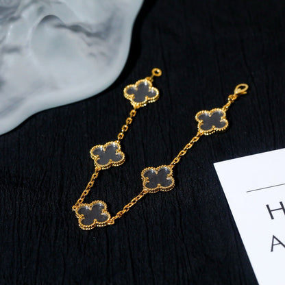 [Glow Jewelry]ニュー クローバー 5モチーフ ロッククリスタルブレスレット