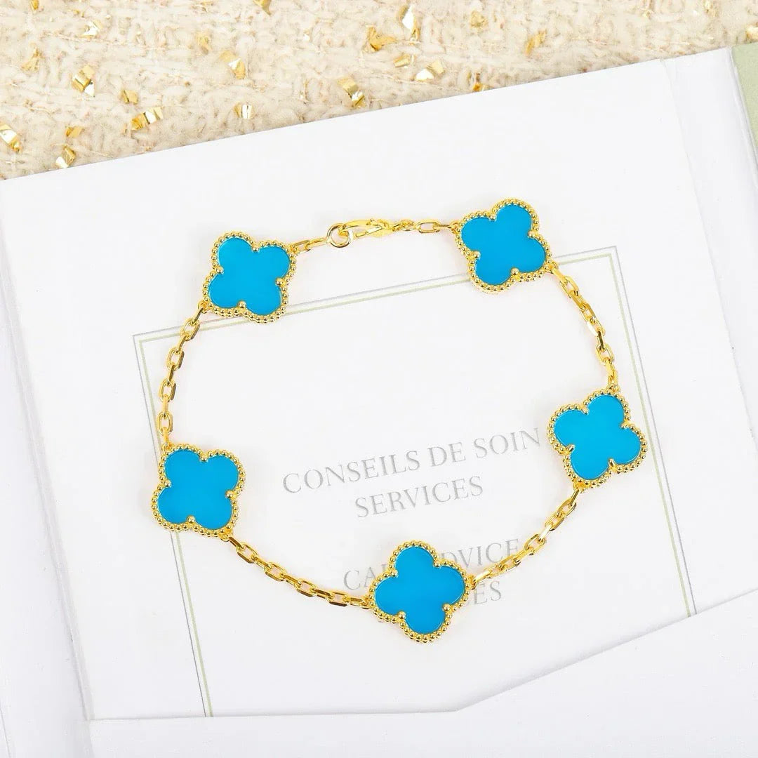 [Glow Jewelry]New  CLOVER 5 MOTIF TURQUOISE BRACELET COLLECTION