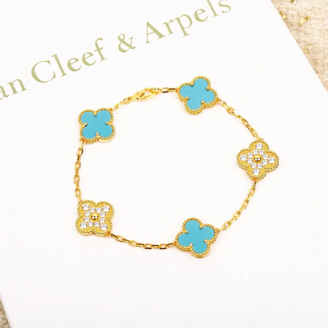 [Glow Jewelry]New  CLOVER 5 MOTIF TURQUOISE BRACELET COLLECTION