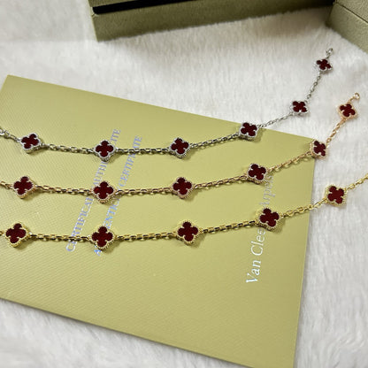 [¡®Glow Jewelry¡¯]CLOVER 6 MOTIF RED AGATE BRACELET