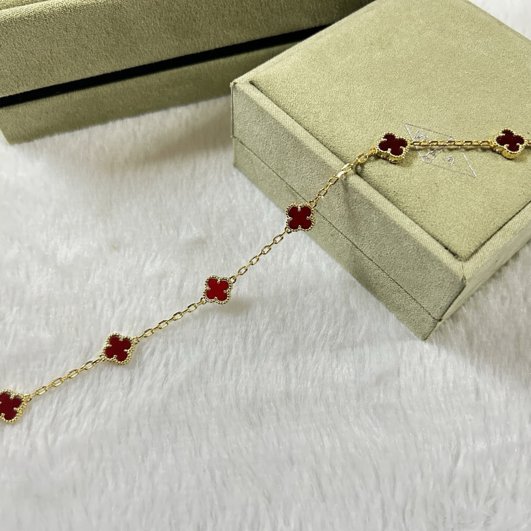 [Glow Jewelry]CLOVER 6 MOTIF RED AGATE BRACELET