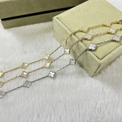 [Glow Jewelry]CLOVER 6 MOTIF WHITE MOP BRACELET