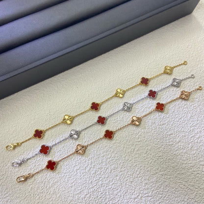 [¡®Glow Jewelry¡¯]CLOVER 6 MOTIF RED AGATE LASER BRACELET