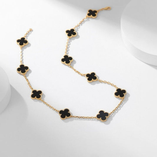 ¡®Glow Jewelry¡¯CLOVER 10 MOTIFS ONYX NECKLACE