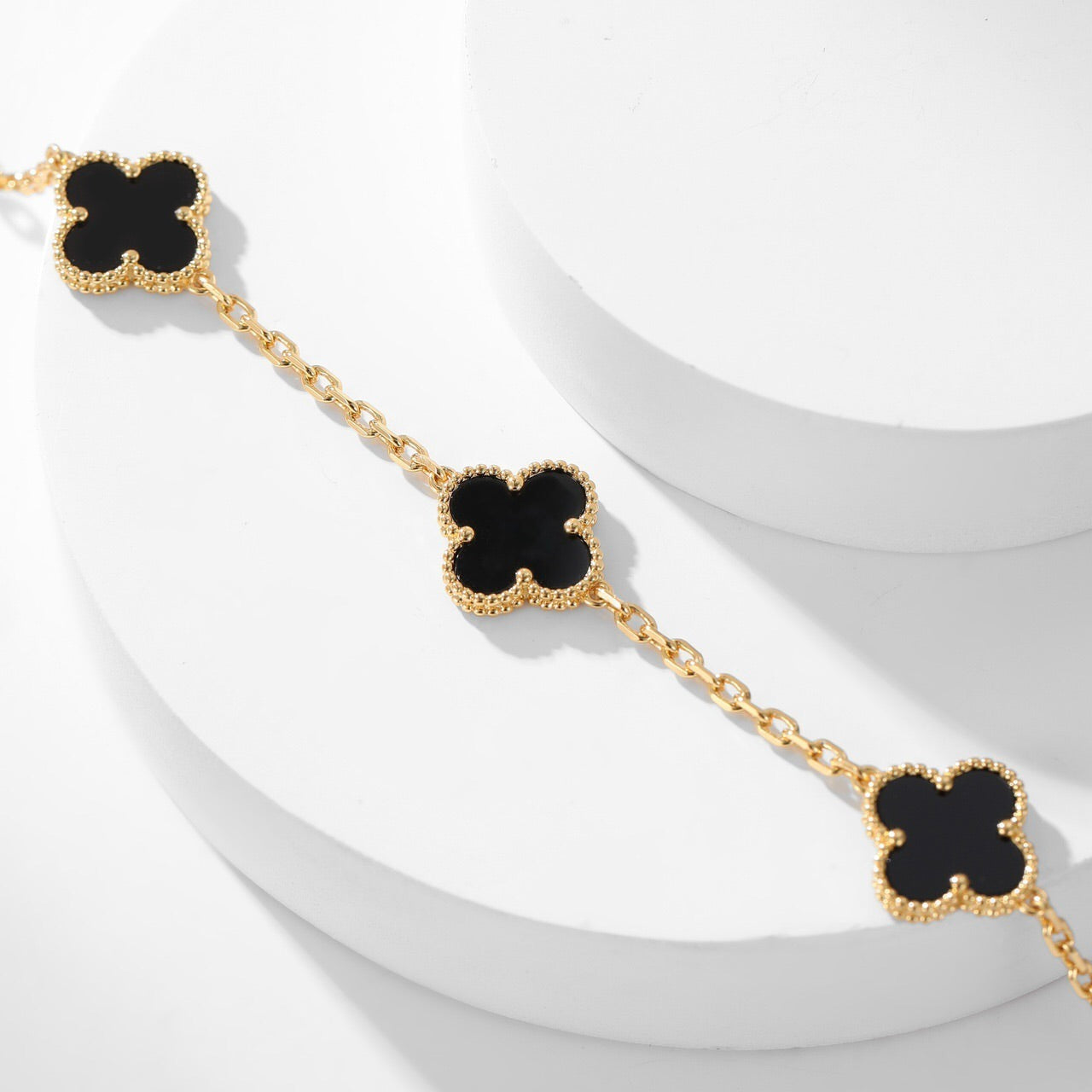 ¡®Glow Jewelry¡¯CLOVER 10 MOTIFS ONYX NECKLACE
