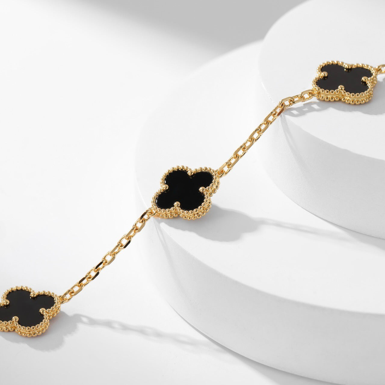 ¡®Glow Jewelry¡¯CLOVER 10 MOTIFS ONYX NECKLACE