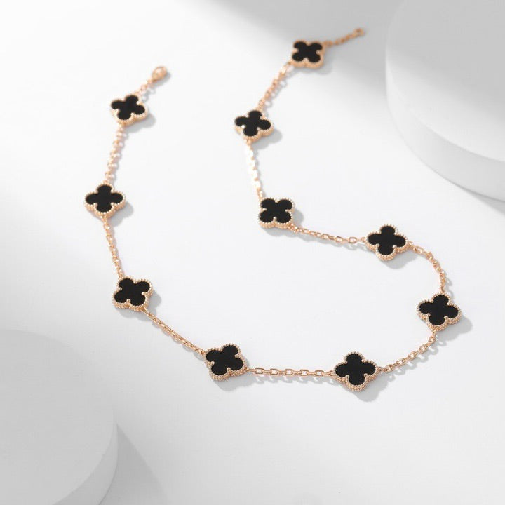 ¡®Glow Jewelry¡¯CLOVER 10 MOTIFS ONYX NECKLACE