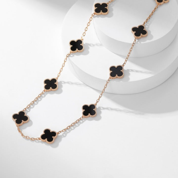 [Glow Jewelry]CLOVER 10 MOTIFS ONYX NECKLACE