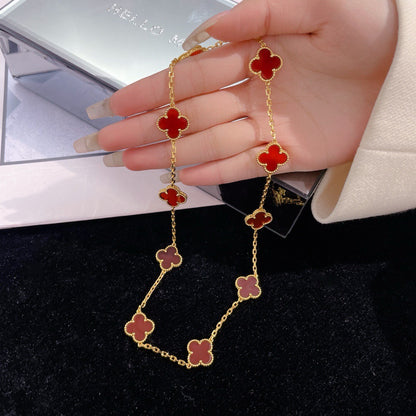 ¡®Glow Jewelry¡¯CLOVER 10 MOTIFS CARNELIAN NECKLACE