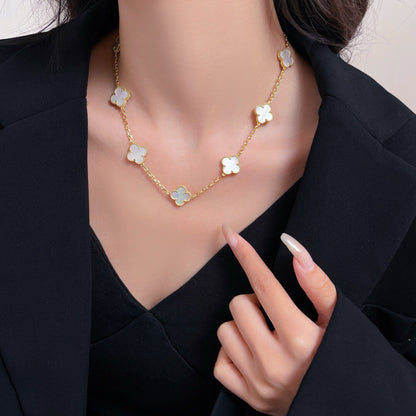 ¡®Glow Jewelry¡¯CLOVER 10 MOTIFS WHITE MOTHER OF PEARL NECKLACE