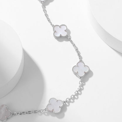 [Glow Jewelry]CLOVER 10 MOTIFS WHITE MOTHER OF PEARL NECKLACE