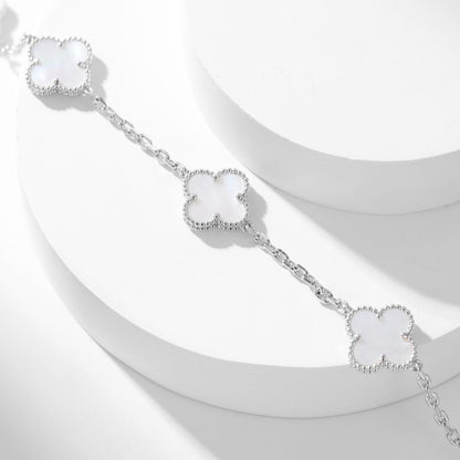 [Glow Jewelry]CLOVER 10 MOTIFS WHITE MOTHER OF PEARL NECKLACE