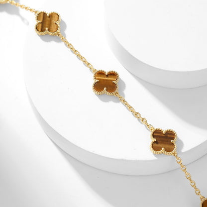 ¡®Glow Jewelry¡¯CLOVER 10 MOTIFS TIGER EYE NECKLACE