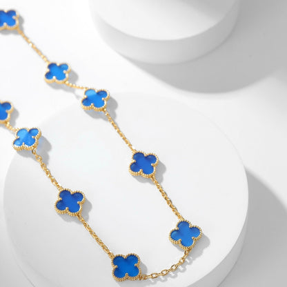 ¡®Glow Jewelry¡¯CLOVER 10 MOTIFS BLUE AGATE NECKLACE