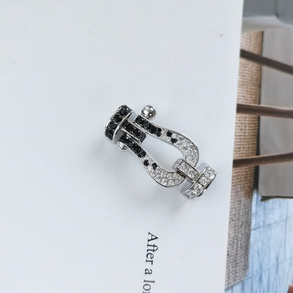 ¡®Glow Jewelry¡¯FORCE LARGE HORSESHOE BLACK WHITE DIAMOND BRACELET SILVER