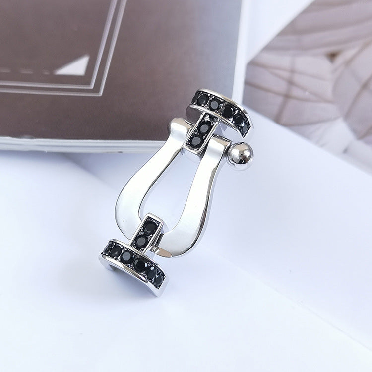 [Glow Jewelry]FORCE LARGE HORSESHOE BLACK DIAMOND BRACELET SILVER