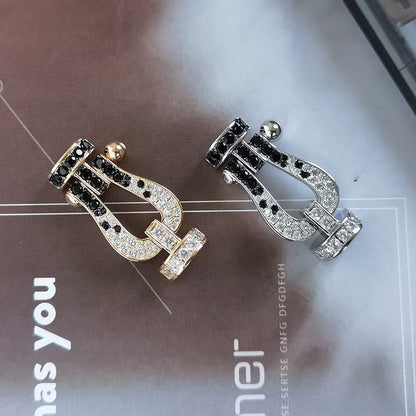 ¡®Glow Jewelry¡¯FORCE LARGE HORSESHOE BLACK WHITE DIAMOND BRACELET SILVER