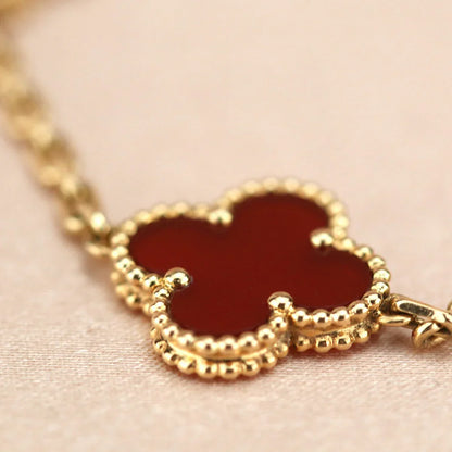 [Glow Jewelry]New  CLOVER 5 MOTIF RED CORNELIAN BRACELET COLLECTION