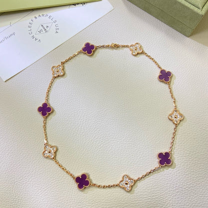 [Glow Jewelry Jewelry]CLOVER 10 MOTIFS  PURPLE VIOLET DIAMOND NECKLACE