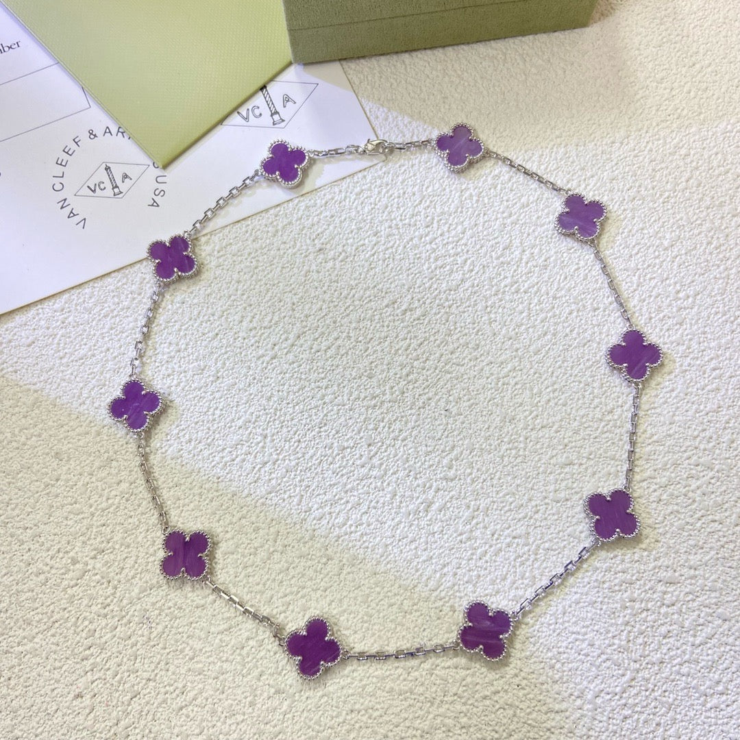 ¡®Glow Jewelry¡¯CLOVER 10 MOTIFS  PURPLE VIOLET  NECKLACE