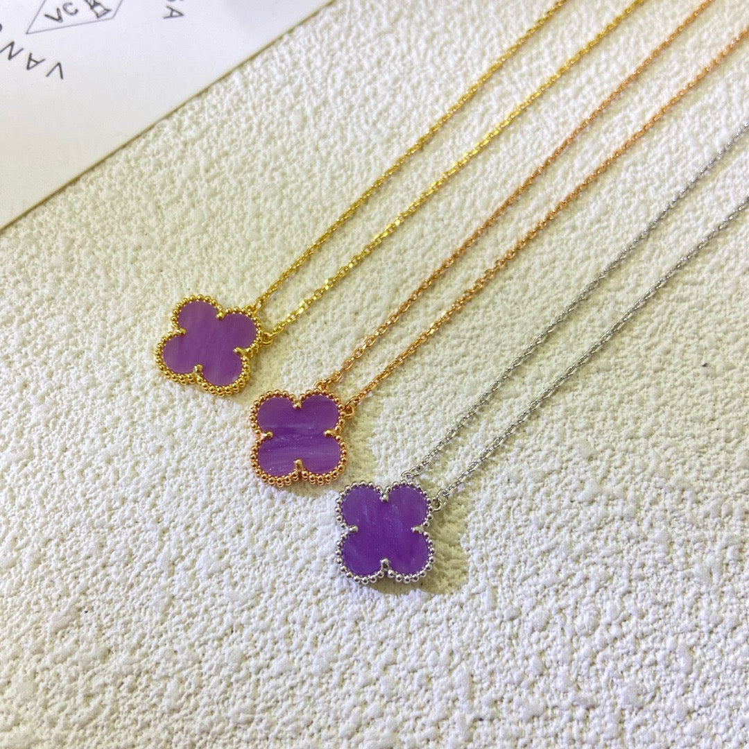 ¡®Glow Jewelry¡¯CLOVER 15MM  PURPLE VIOLET NECKLACE