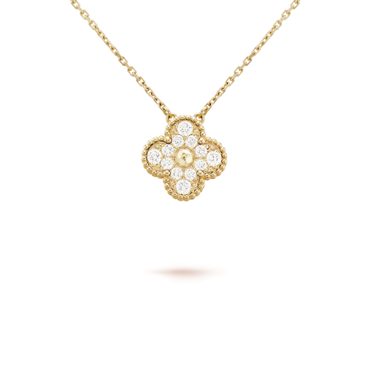¡®Glow Jewelry¡¯CLOVER 15MM DIAMOND SINGLE FLOWER NECKLACE