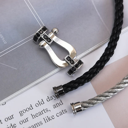 [Glow Jewelry]FORCE LARGE HORSESHOE BLACK DIAMOND BRACELET SILVER