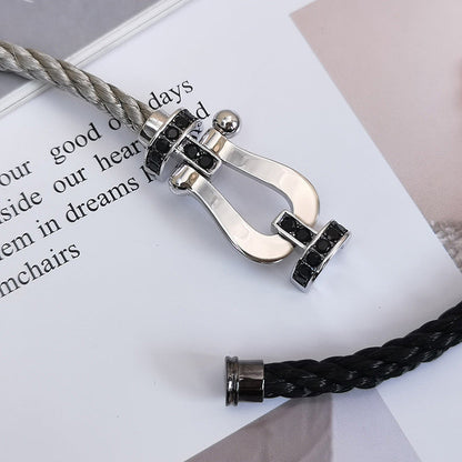 ¡®Glow Jewelry¡¯FORCE LARGE HORSESHOE BLACK DIAMOND BRACELET SILVER