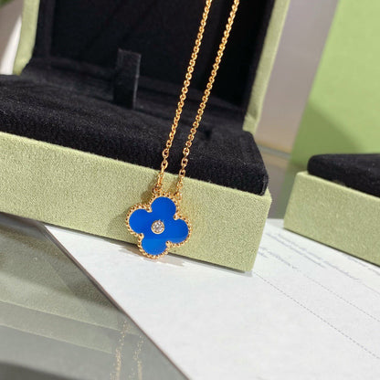 ¡®Glow Jewelry¡¯CLOVER 15MM DIAMOND AND BLUE AGATE NECKLACE