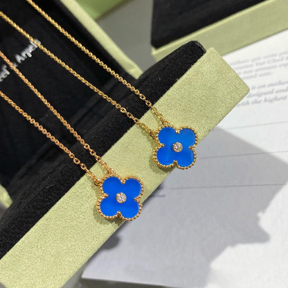 ¡®Glow Jewelry¡¯CLOVER 15MM DIAMOND AND BLUE AGATE NECKLACE