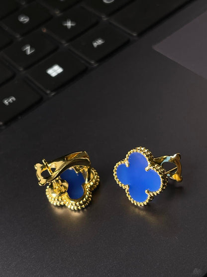 [Glow Jewelry] CLOVER LARGE (20mm) 1 MOTIFS BLUE MOP STUD EARRINGS