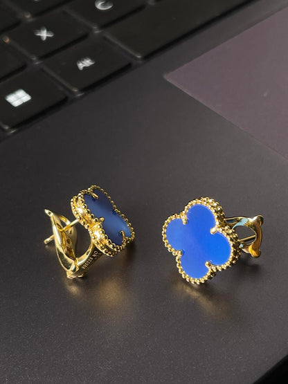 [Glow Jewelry] CLOVER LARGE (20mm) 1 MOTIFS BLUE MOP STUD EARRINGS