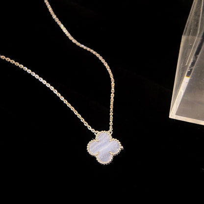 ¡®Glow Jewelry¡¯CLOVER 15MM BLUE CHALCEDONY NECKLACE SILVER
