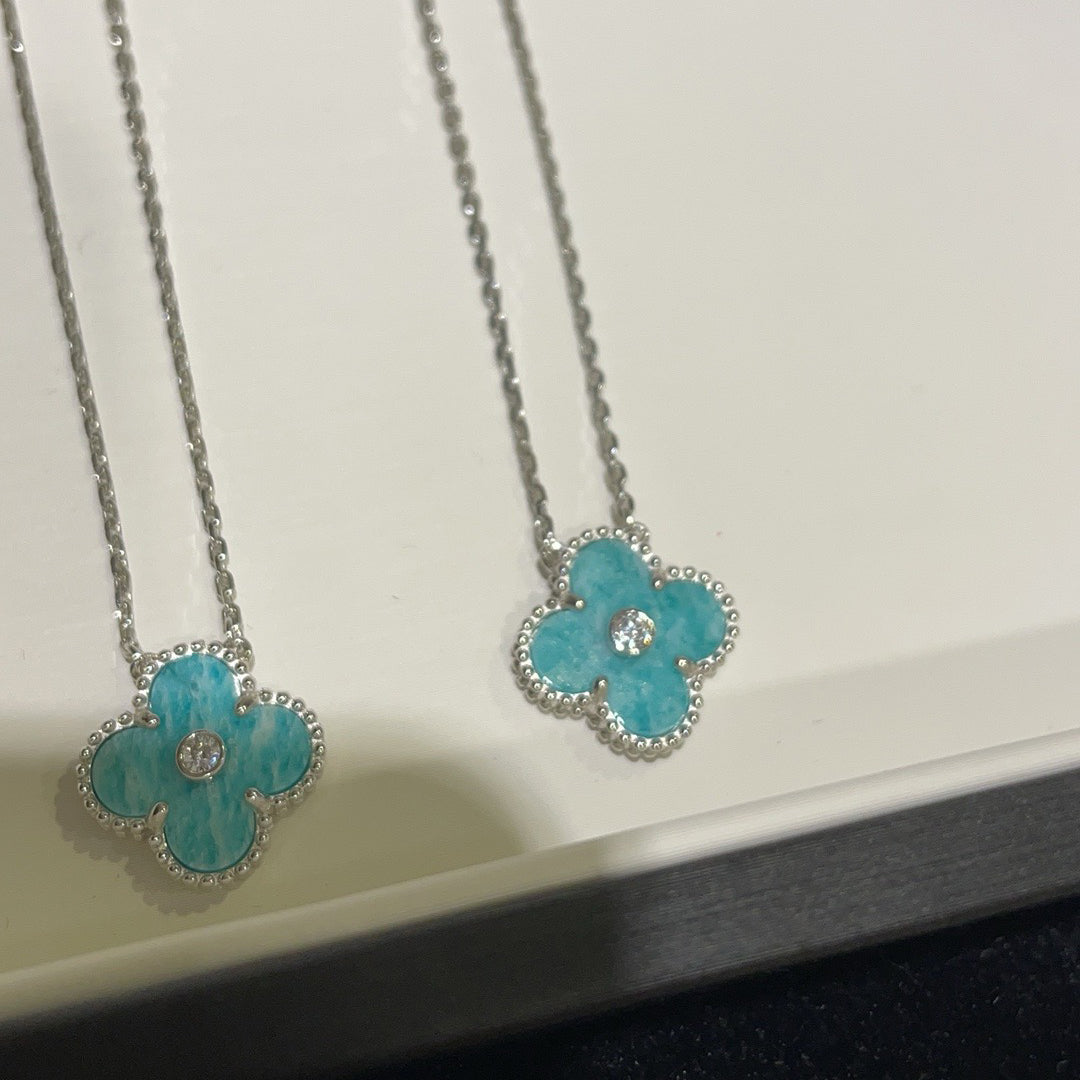 ¡®Glow Jewelry¡¯CLOVER 15MM DIAMOND SVRES PORCELAIN  NECKLACE SILVER
