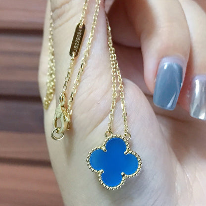 ¡®Glow Jewelry¡¯CLOVER 15MM BLUE AGATE NECKLACE
