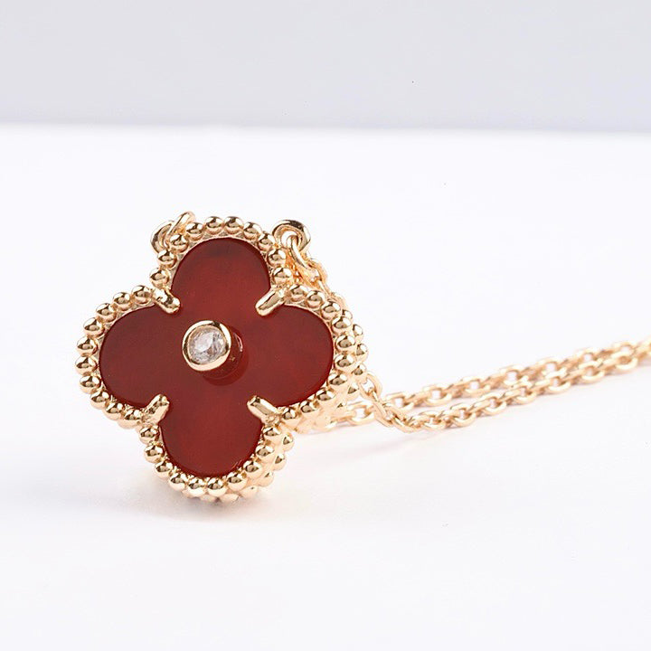 ¡®Glow Jewelry¡¯CLOVER 15MM DIAMOND CARNELIAN NECKLACE