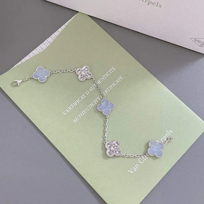 [Glow Jewelry]New  CLOVER 5 MOTIF PURPLE CHALCEDONY BRACELET COLLECTION