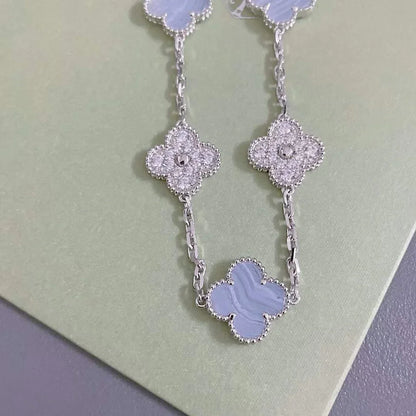 [Glow Jewelry]New  CLOVER 5 MOTIF PURPLE CHALCEDONY BRACELET COLLECTION