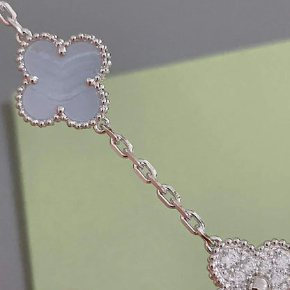 [Glow Jewelry]New  CLOVER 5 MOTIF PURPLE CHALCEDONY BRACELET COLLECTION