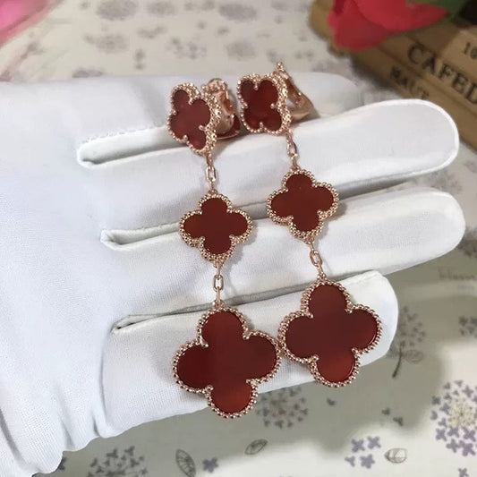 ¡®Glow Jewelry¡¯CLOVER 3 MOTIF CARNELIAN DROP EARRINGS