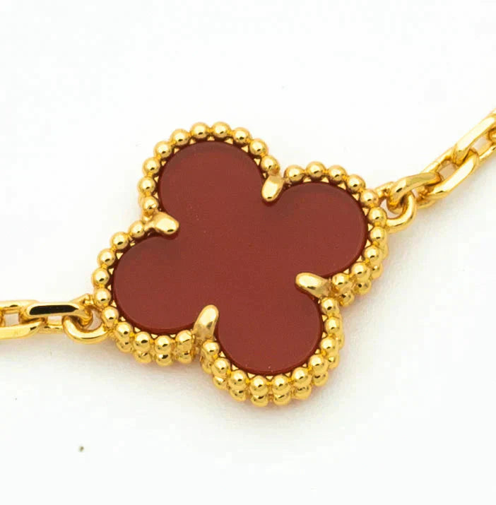 [Glow Jewelry]New  CLOVER 5 MOTIF RED CORNELIAN BRACELET COLLECTION