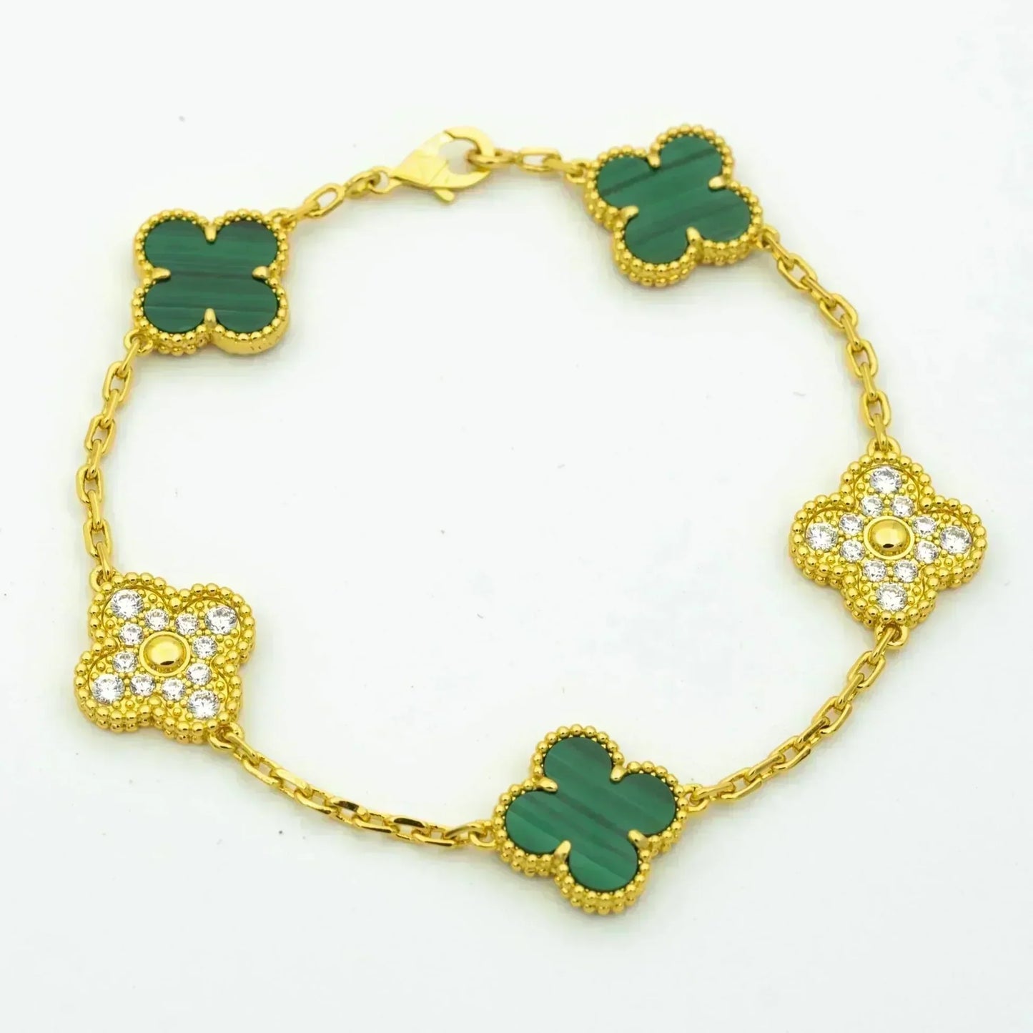 [Glow Jewelry]New  CLOVER 5 MOTIF MALACHITE BRACELET COLLECTION