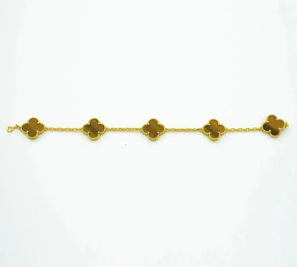 [Glow Jewelry]New  CLOVER 5 MOTIFS TIGER EYE BRACELET COLLECTION