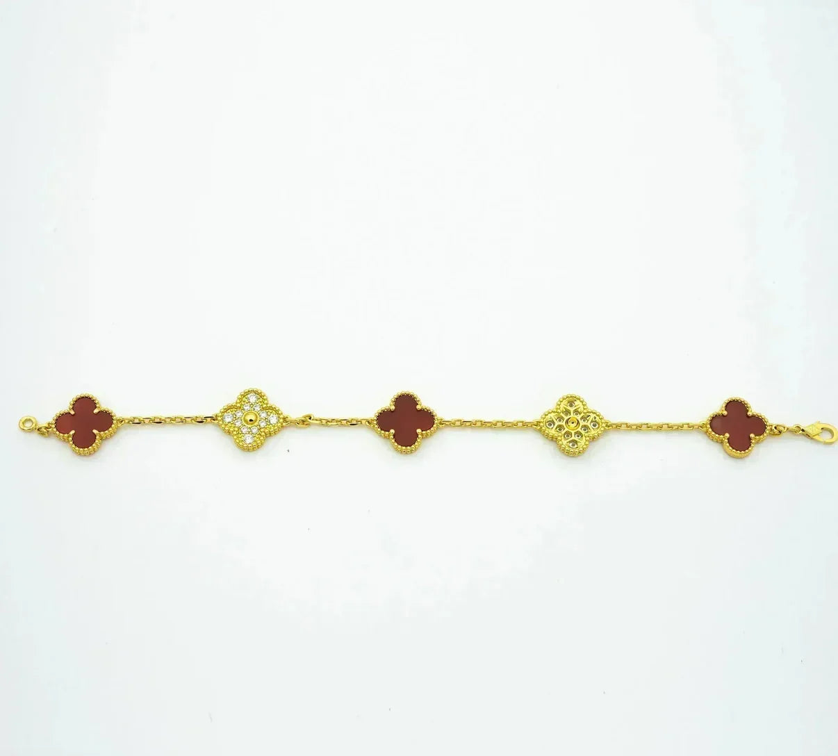 [Glow Jewelry]New  CLOVER 5 MOTIF RED CORNELIAN BRACELET COLLECTION