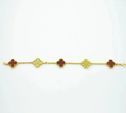 [Glow Jewelry] CLOVER 5 MOTIF RED CORNELIAN BRACELET COLLECTION