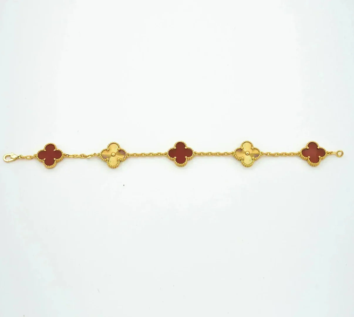 [Glow Jewelry]New  CLOVER 5 MOTIF RED CORNELIAN BRACELET COLLECTION