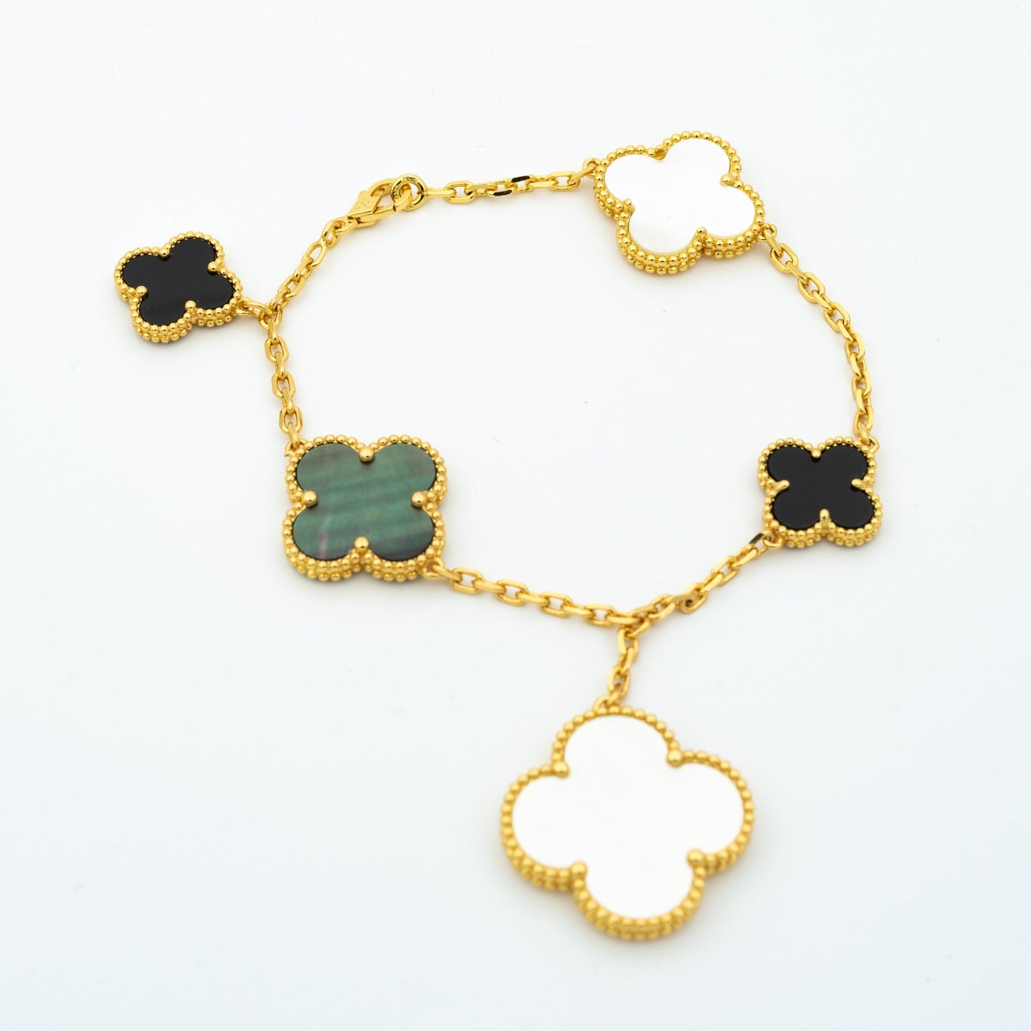 ¡®Glow Jewelry¡¯CLOVER BRACELET 5 MOTIFS ONYX MOP