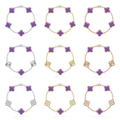 [Glow Jewelry]New CLOVER 5 MOTIF LIGHT PURPLE BRACELET COLLECTION